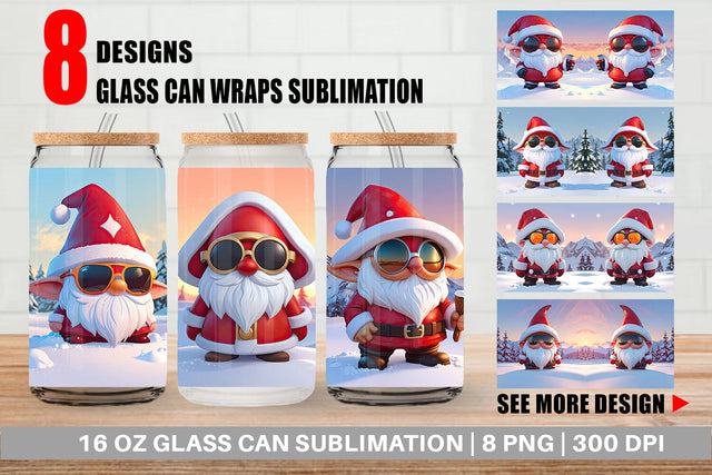 Glass Can Gnome Christmas Sublimation artnoy 