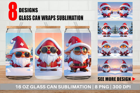 Glass Can Gnome Christmas Sublimation artnoy 