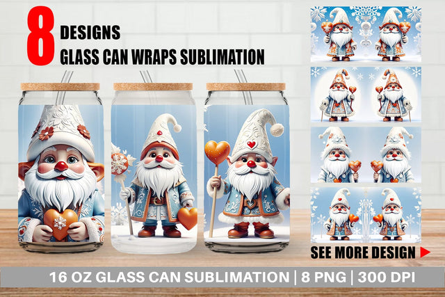 Glass Can Gnome Christmas Sublimation artnoy 