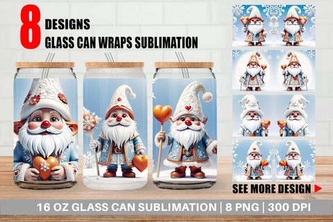 Glass Can Gnome Christmas Sublimation artnoy 