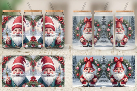 Glass Can Gnome Claus Sublimation artnoy 