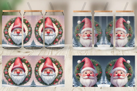 Glass Can Gnome Claus Sublimation artnoy 
