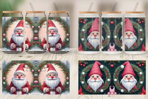 Glass Can Gnome Claus Sublimation artnoy 
