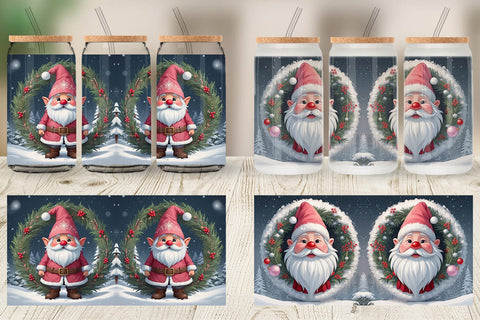 Glass Can Gnome Claus Sublimation artnoy 