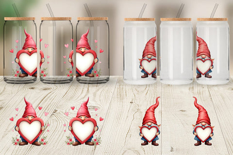 Glass Can Gnome Holding Heart Sublimation artnoy 
