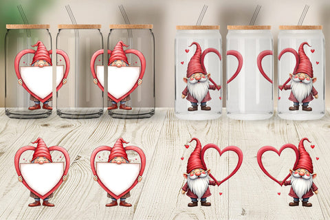 Glass Can Gnome Holding Heart Sublimation artnoy 