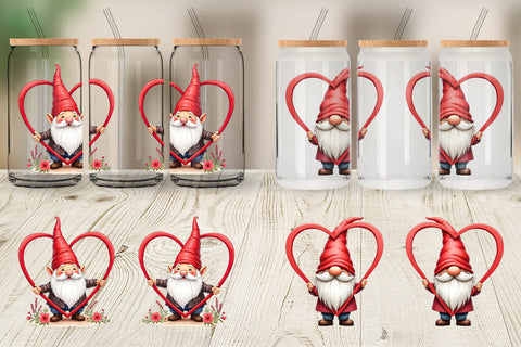 Glass Can Gnome Holding Heart Sublimation artnoy 