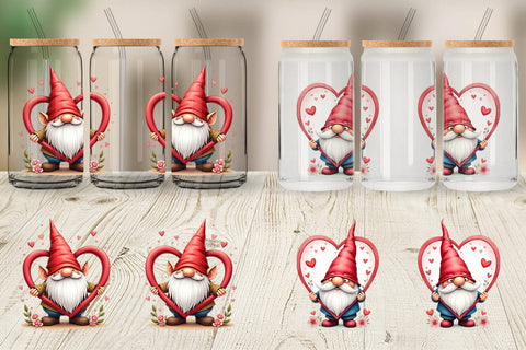 Glass Can Gnome Holding Heart Sublimation artnoy 