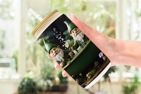 Glass Can Gnome in the Bathtub Sublimation artnoy 