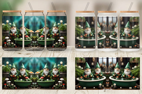 Glass Can Gnome in the Bathtub Sublimation artnoy 