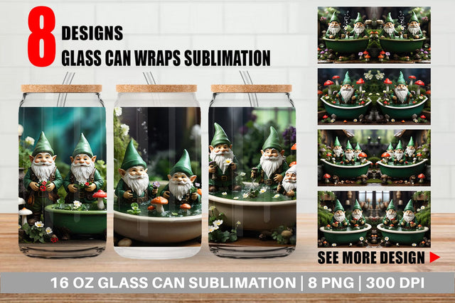 Glass Can Gnome in the Bathtub Sublimation artnoy 