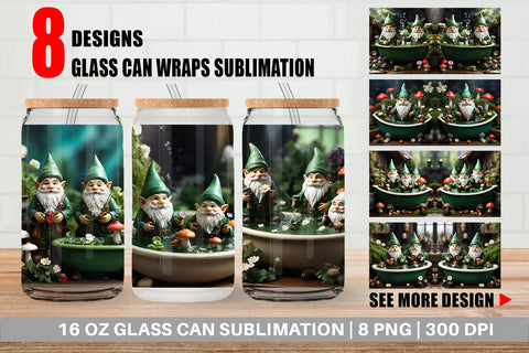 Glass Can Gnome in the Bathtub Sublimation artnoy 