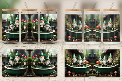 Glass Can Gnome in the Bathtub Sublimation artnoy 