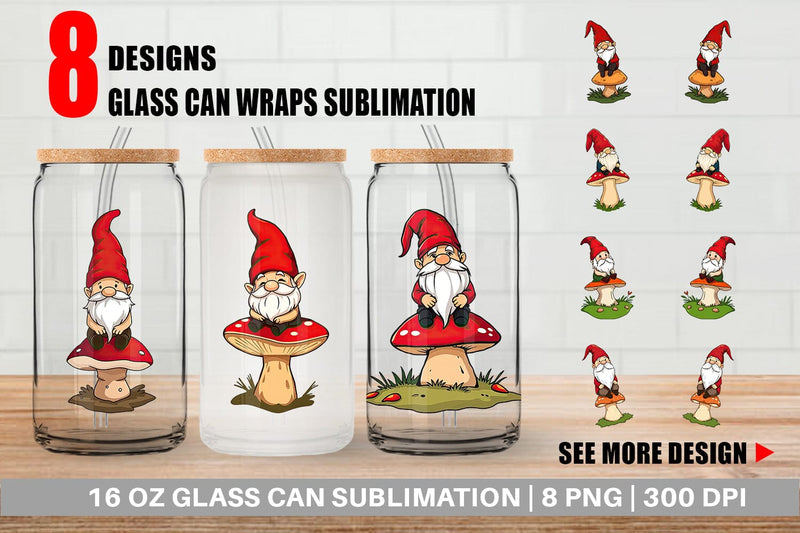 Glass Can Gnome in the Forest Sublimation artnoy 