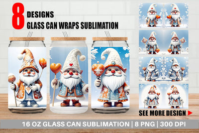 Glass Can Gnome Winter Sublimation artnoy 