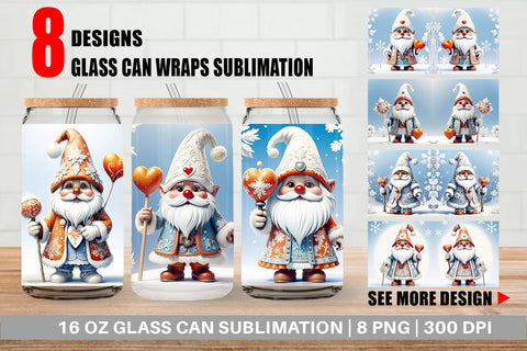 Glass Can Gnome Winter Sublimation artnoy 