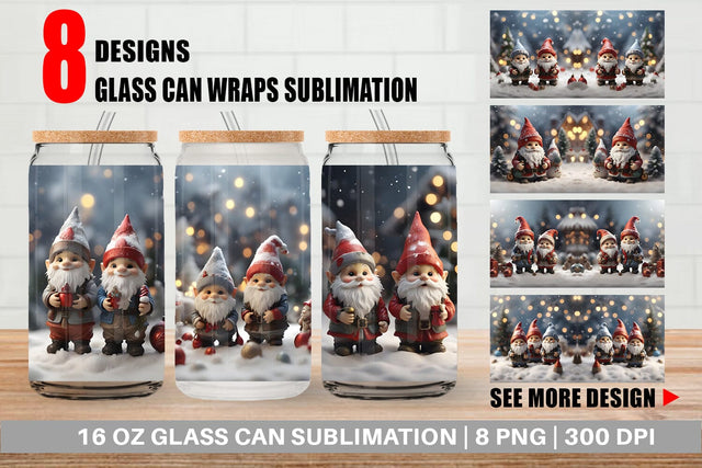 Glass Can Gnomes Christmas Sublimation artnoy 