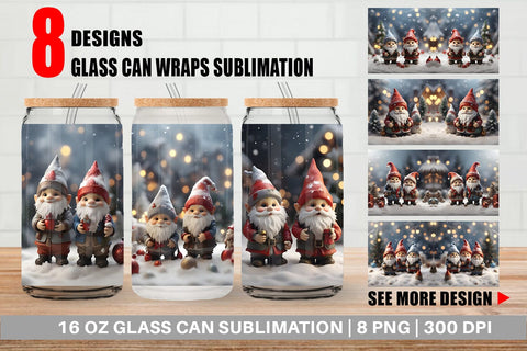 Glass Can Gnomes Christmas Sublimation artnoy 