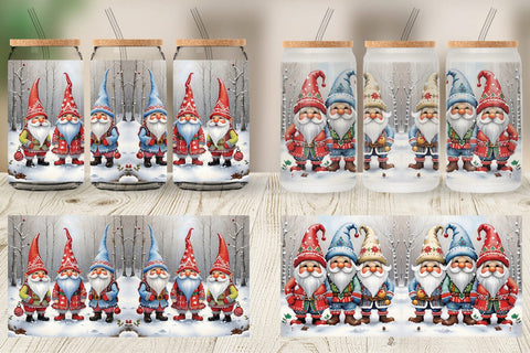 Glass Can Gnomes in Winter Snow Sublimation artnoy 