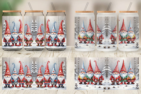 Glass Can Gnomes in Winter Snow Sublimation artnoy 