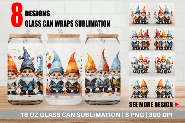 Glass Can Gnomes Painting Oil Sublimation artnoy 