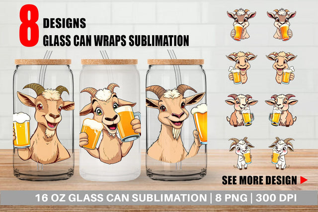 Glass Can Goat Beer Day Sublimation artnoy 