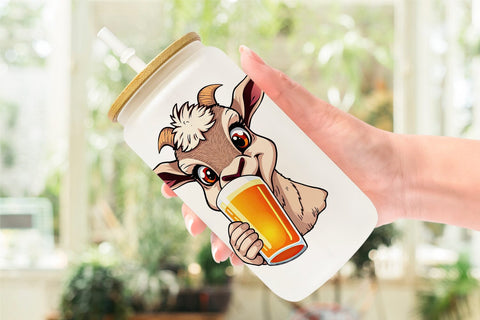 Glass Can Goat Beer Day Sublimation artnoy 