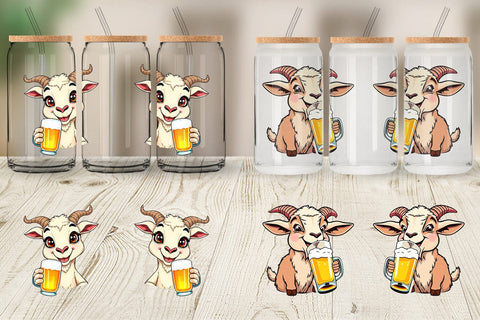 Glass Can Goat Beer Day Sublimation artnoy 