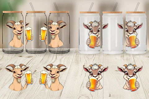 Glass Can Goat Beer Day Sublimation artnoy 