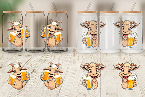 Glass Can Goat Beer Day Sublimation artnoy 