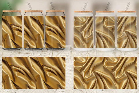Glass Can Gold Silk Pattern Sublimation artnoy 