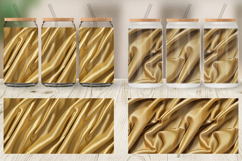 Glass Can Gold Silk Pattern Sublimation artnoy 
