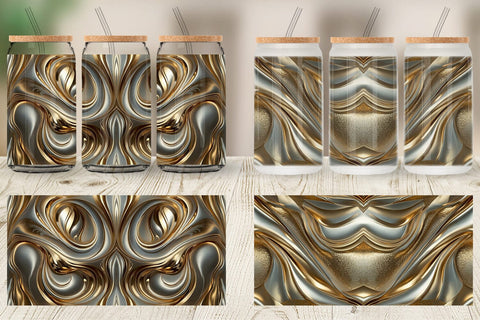 Glass Can Golden Wave Sublimation artnoy 