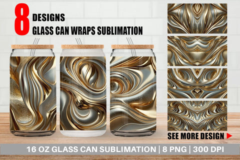 Glass Can Golden Wave Sublimation artnoy 