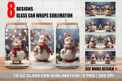 Glass Can Goose Christmas Sublimation artnoy 