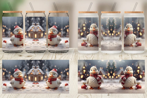 Glass Can Goose Christmas Sublimation artnoy 