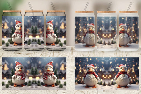 Glass Can Goose Christmas Sublimation artnoy 