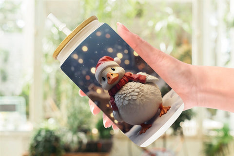 Glass Can Goose Christmas Sublimation artnoy 