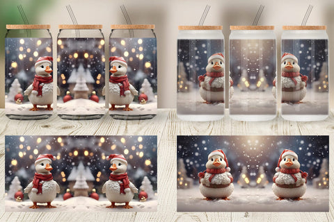 Glass Can Goose Christmas Sublimation artnoy 