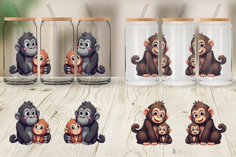 Glass Can Gorilla Mother's Day Sublimation artnoy 
