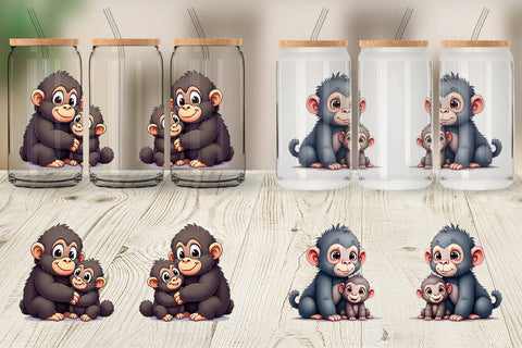 Glass Can Gorilla Mother's Day Sublimation artnoy 