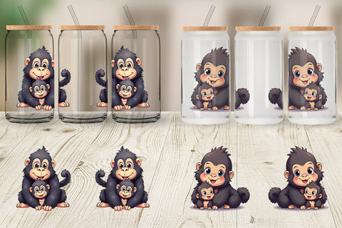 Glass Can Gorilla Mother's Day Sublimation artnoy 