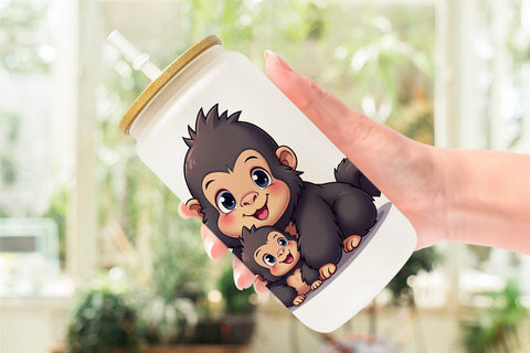 Glass Can Gorilla Mother's Day Sublimation artnoy 