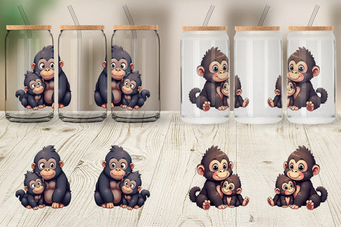 Glass Can Gorilla Mother's Day Sublimation artnoy 