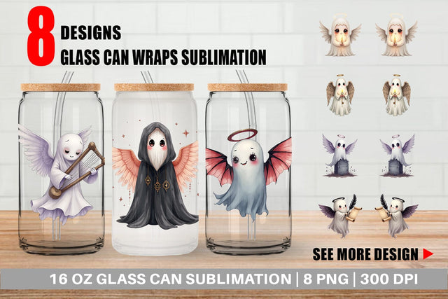 Glass Can Gothic Angel Ghosts Sublimation artnoy 