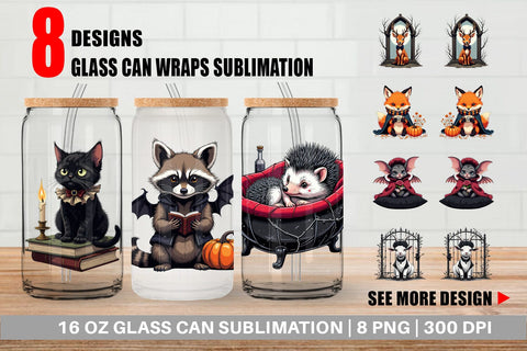 Glass Can Gothic Baby Animals Sublimation artnoy 