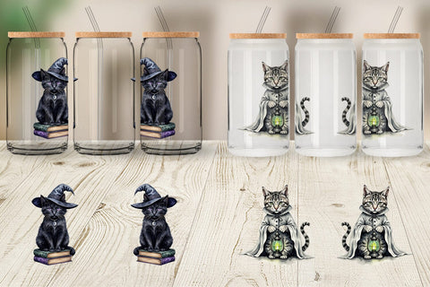 Glass Can Gothic Catloween Sublimation artnoy 