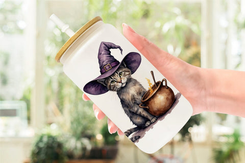 Glass Can Gothic Catloween Sublimation artnoy 