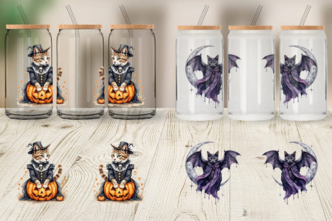 Glass Can Gothic Catloween Sublimation artnoy 