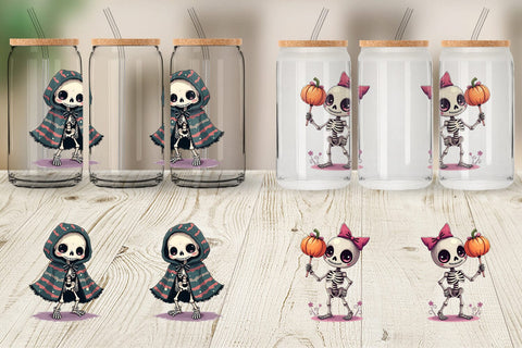 Glass Can Gothic Cute Skeletons Sublimation artnoy 